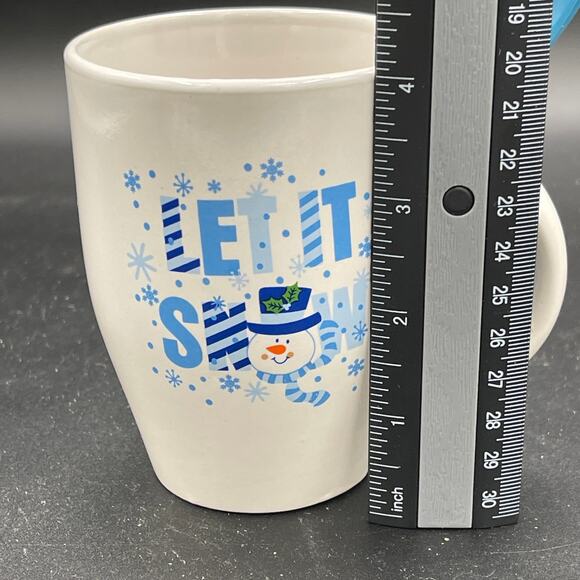 Let It Snow Holiday Ceramic Coffee Mug & Blue Spoon - Picture 5 of 6